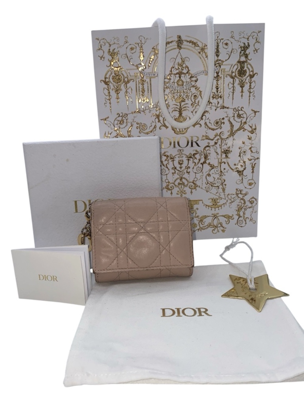 Lady Dior Lotus Cannage Pink Quilted Leather Wallet